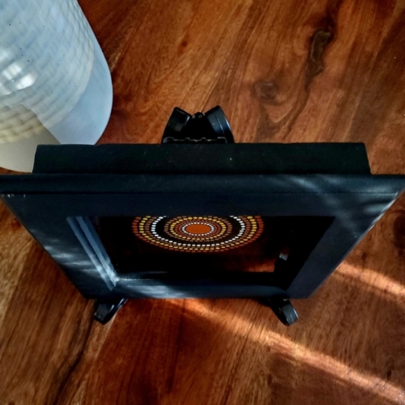 Black square wall art with colourful aboriginal dot painting design 1016 - Picture 4 of 4